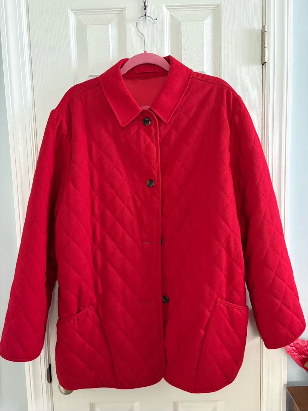 Burberry Bright Red Quilted Button-Front Jacket